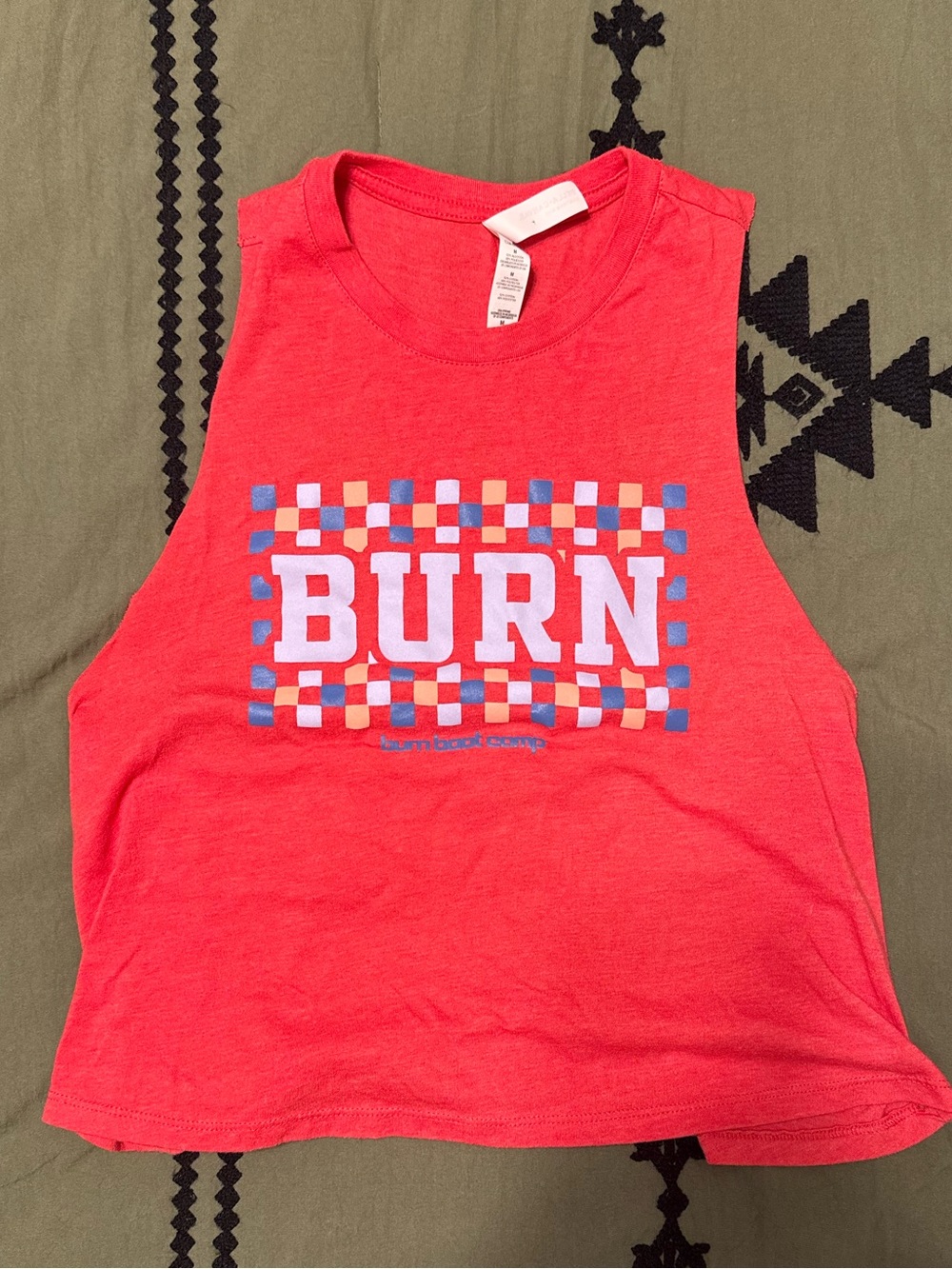 Burn Boot Camp Graphic Cropped Tank with 'BURN' Print
